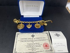 Vintage Camrose Kross JBK Gold Charm Bracelet Box &COA