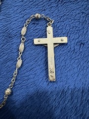 Sterling Silver 925 Fluted Rosary Bead Necklace, 32in Long, 26g