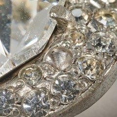 Eisenberg Original Foliate Spray Fur Clip Clear Rhinestones Signed 3.75″ x 2.50″