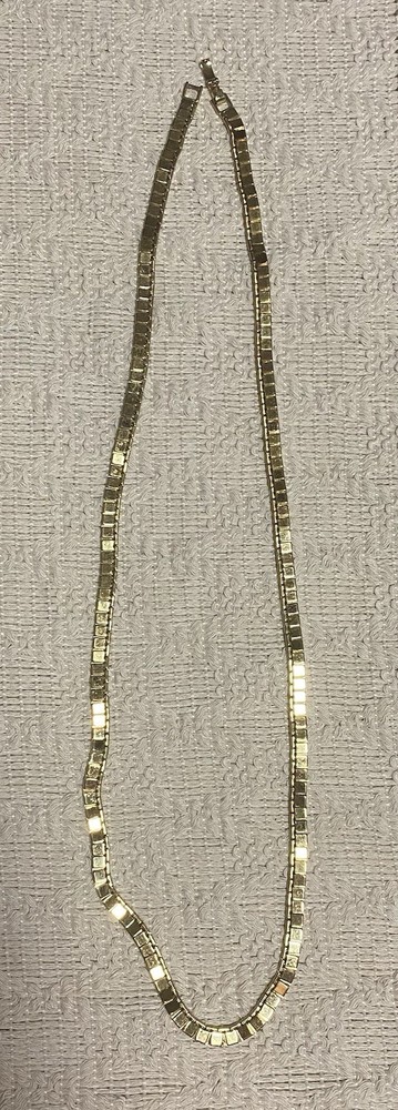 Vintage Monet Gold Tone Flat Square Link Chain Necklace 24”