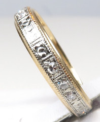 Antique Art Deco 1920’s Diamond Eternity Wedding Band 14KW/Y Ring Size 4.75 UK-J
