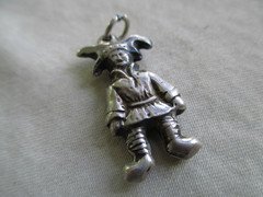 Vtg Sterling Charm Double Sided Detailed European Court Jester **2.2 Grams**