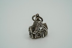 Vintage Sterling Silver 3d House Cottage Bracelet Charm 2cm N1