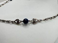 VTG Silver Egyptian Revival Goddess Necklace Blue Glass/stone Bead Unsigned Read