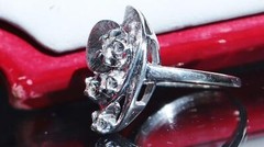 14k white gold 0.16ct diamond size 5.5 ring handmade 1920’s antique 4.0gr