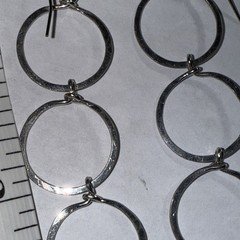 Pierced Hanging Earrings Sterling Hoops Vintage 3” Three Hanging Circles