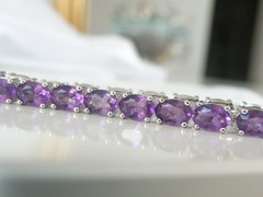 Vintage Sterling Silver 925 Heated African Amethyst Tennis Bracelet 7.5″