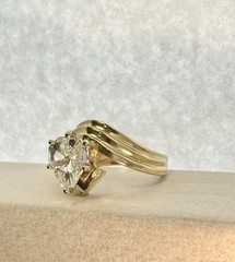 Rare Cross Cut Diamond Ring 1.00ct 14k Yellow Gold J SI2 6x5mm Size 7