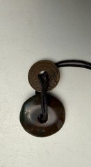 Vintage East Africa One Cent Coin 1959, Brownish Stone, Black Cord Necklace
