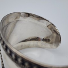 DELL Bead Modernist Abstract – Sterling Silver 925 Wide Cuff Bangle – 6.8″