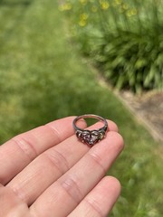 Vintage Sterling Silver Y2K Era Multi Gemstone Colorful Heart Ring Sz 8.75