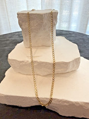 14k Yellow Gold Italy Curb Link Chain Necklace Classic Minimalist Chain