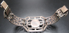 1920’s French Theatrical Red & Sparkling Ice Rhinestone Hinged Bracelet