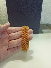 Vintage Sarah Coventry Golden Mesh Linked Braclet Textured with Tiny Balls sz 7