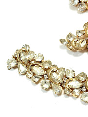 KRAMER NY Gold Tone Half Circle Clear Rhinestone Bracelet, Brooch & Earring Set