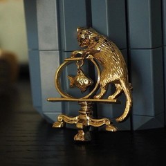 Antique Jewelry Cat Vintage Fishing Brooch Personality Vintage Brand Gold Plated