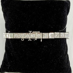 Antique 1925 Art Deco Sapphire and Old Cut Diamond Bracelet Platinum