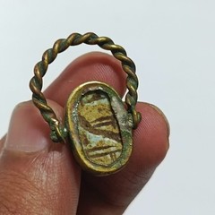 Antique Egyptian Carved Scarab Beetle Ring – Handmade Vintage Style