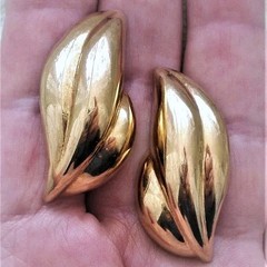 LARGE BOLD Vintage 1970-1990 Solid 14K Yellow Gold Omega Back Earrings 13.1 g.