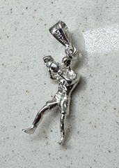 .925 Sterling Silver Boxer Charm Man Boxing 3D Loose Pendant Made in Mexico NMin