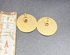 Vintage Cloisonné Enamel Stud Earrings Gold Tone Multicolor Abstract