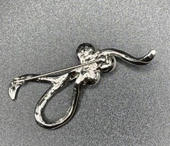 Vintage Pin Silver Metal Imitation Pearl Rhinestone & AB Center Stone Unsigned