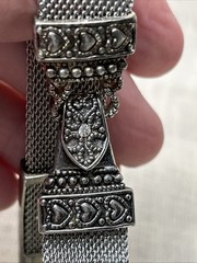 Vintage Square Marcasite Mesh Band Bracelet Magnetic Clasp 7″