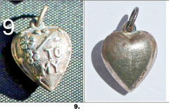 Vintage 1940s Sterling Silver Puffy Heart Charms WWII Sweetheart CHOOSE ONE