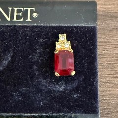 Monet Gold Plated Stud Earrings Faux Ruby and Cubic Zirconia Pierced Vintage