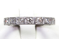 Antique Art Deco Diamond Wedding Band 17K White Gold EGL USA Ring Size 7.25 UK-O
