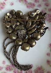 Vintage Glass Rhinestone Brooch Attributed To Alice Caviness (??) Unsigned