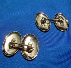 Original Antique Art Deco SOLID 14K GOLD Cuff Links Vintage Hand Engraved Design