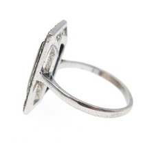 935 Silver Antique Art Deco Blue Rhinestone Real Marcasite Ring Size 5.75