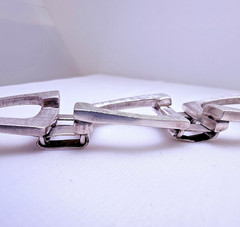 Vintage Modernist Belgiorno 900 Silver Bracelet 1970s Argentina 95.3 g 7.25 in