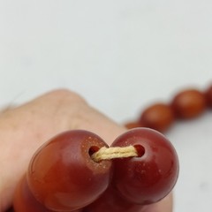 Antique Ottoman Dark Honey Cognac Bakelite Catalin Faturan Bead Necklace 84.71g