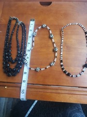 Lot 3 Vintage Glass Jet Crystal Rhinestone Neckaces