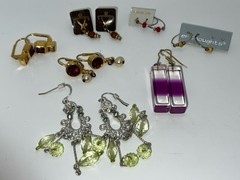 Lot of 7 Pairs VTG Costume Jewelry Earrings Estate Plastic, Glass, Metal