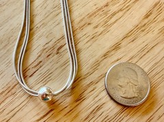 925 Sterling Silver 16″ 3-Strand Snake Chain Necklace Sliding Bead Pendant 11.7G