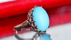 10k rose gold size 3 ring 2.50ct turquoise solitaire 1890’s antique 2.71gr N3188