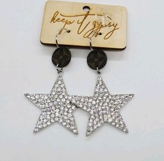 Star Crystal Chandelier Earring Dangle White Rhinestone PAVE Statement 3.5 in