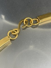 Vintage Mid Century Modern GoldTone White Center Bar Chocker 15” Necklace