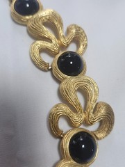 VINTAGE GIVENCHY CHUNKY TEXTURED COLLAR NECKLACE WITH BLACK CABOCHONS