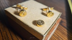 Vintage Peters .38 Special Bullet Cufflinks & Tie Tack Set Walnut & Brass Specia