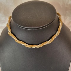 Vintage Coro Gold Mesh And Pearl Twist Necklace Choker 12 In. 3 In. Extender
