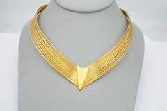 Vintage Necklace Gold Tone V Shape 15.5″