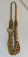 Vintage Hand Carved Organic Bovine Bone Tribal Statement Necklace Elephants