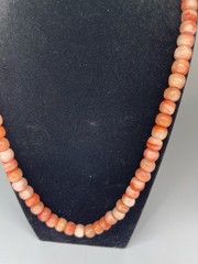 VTG Pink Salmon Coral Bead Necklace 33in Graduated Endless Strand