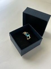 Vintage Blue Cubic Zirconia Ring Gold Plated Womens Size 8.5