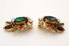 Verified 5120 D&E Juliana Fall Watermelon Heliotrope Vitrail Rhinestone Earrings