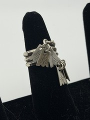 Vintage Latvian Sterling Silver 7 Day Ring or Bride’s Ring with Baltic Symbols